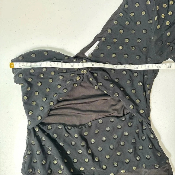 Lovers and Friends Goldie Bodysuit One Shoulder Glitter Polka Dot Size Medium - Picture 9 of 13